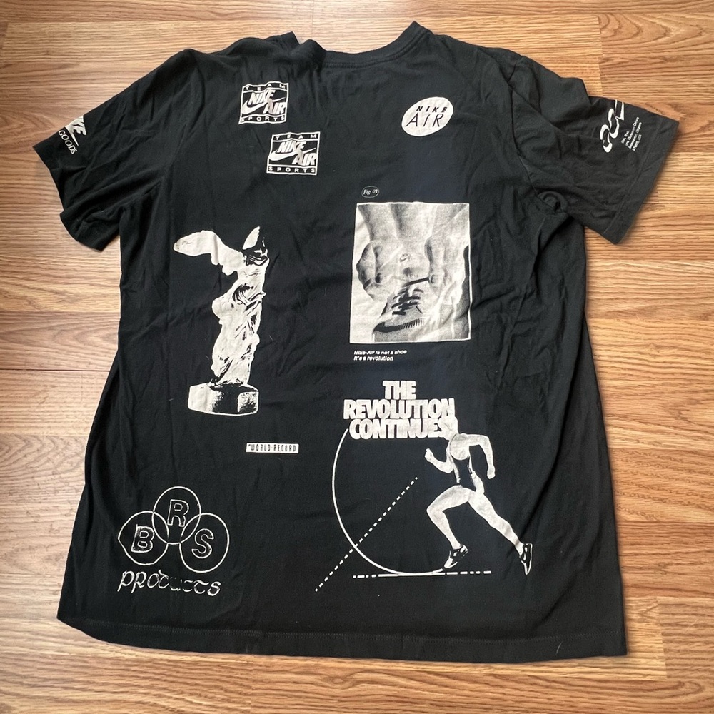 Nike Air Logo All Over Print Black Short Sleeve Tee Shirt men’s large